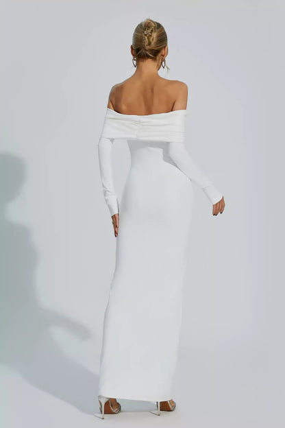 Jillie Off-The-Shoulder Strapless Smocked Maxi Dress In White