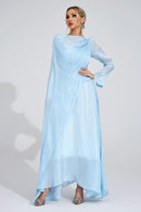 Ilmaro Cambridge Blue Cape Maxi Dress