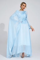 Ilmaro Cambridge Blue Cape Maxi Dress