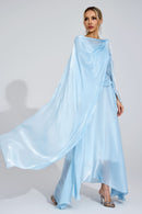 Ilmaro Cambridge Blue Cape Maxi Dress