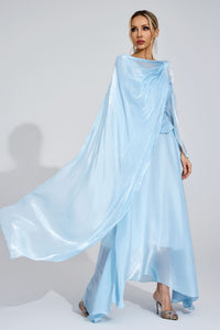 Ilmaro Cambridge Blue Cape Maxi Dress