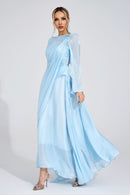 Ilmaro Cambridge Blue Cape Maxi Dress