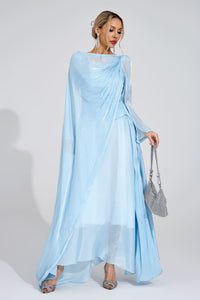 Ilmaro Cambridge Blue Cape Maxi Dress