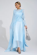 Ilmaro Cambridge Blue Cape Maxi Dress