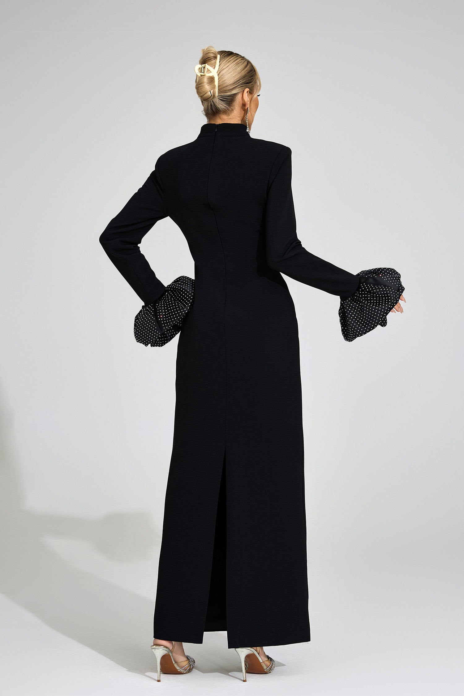 Myravion Black Puff Sleeve Maxi Dress