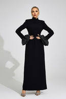 Myravion Black Puff Sleeve Maxi Dress