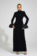 Myravion Black Puff Sleeve Maxi Dress