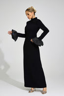 Myravion Black Puff Sleeve Maxi Dress