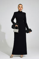 Myravion Black Puff Sleeve Maxi Dress