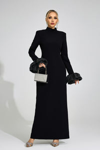 Myravion Black Puff Sleeve Maxi Dress