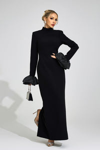 Myravion Black Puff Sleeve Maxi Dress