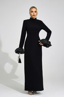 Myravion Black Puff Sleeve Maxi Dress