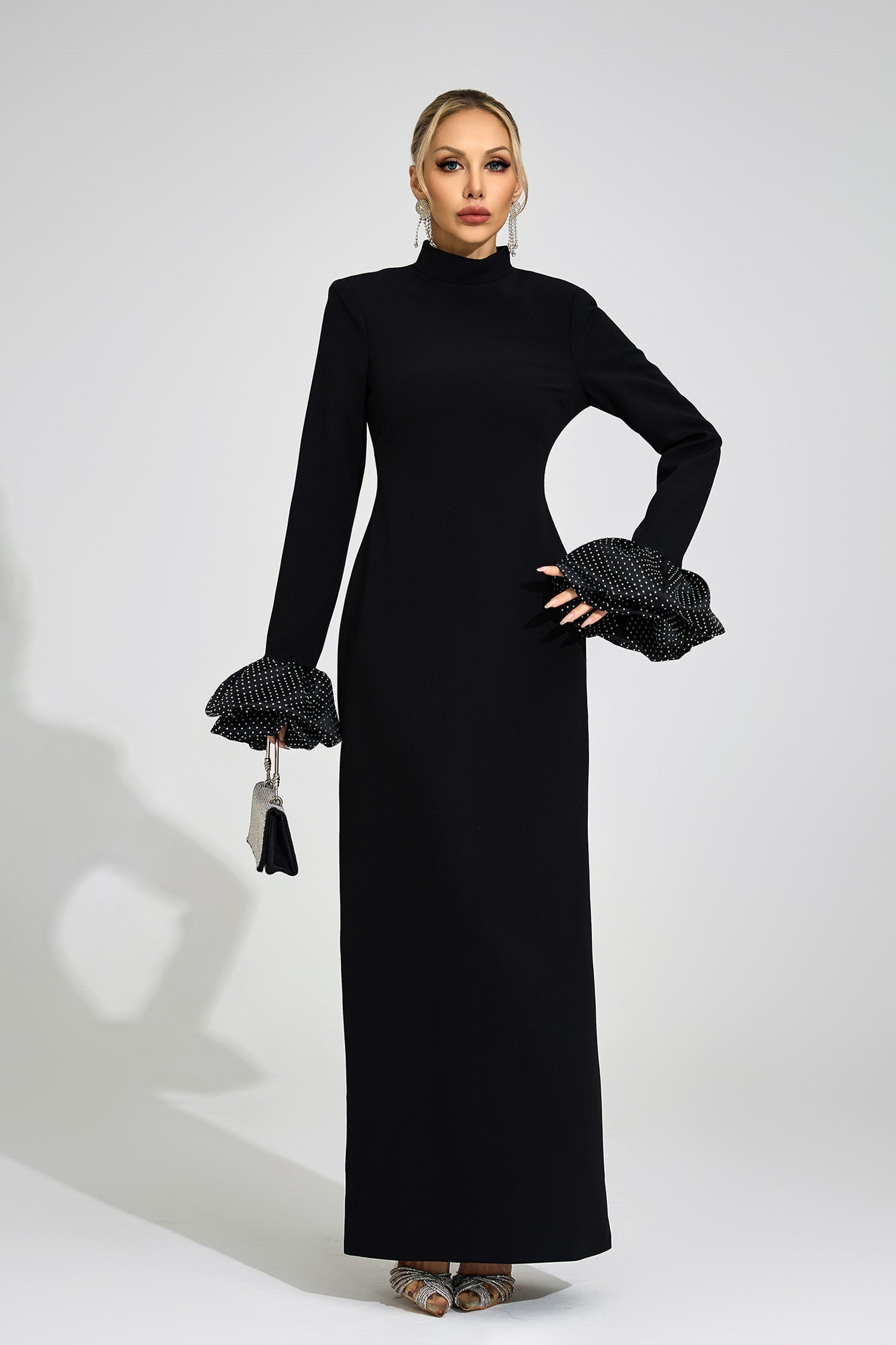 Myravion Black Puff Sleeve Maxi Dress