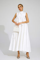 Gianni Flowers Sleeveless Dress In White