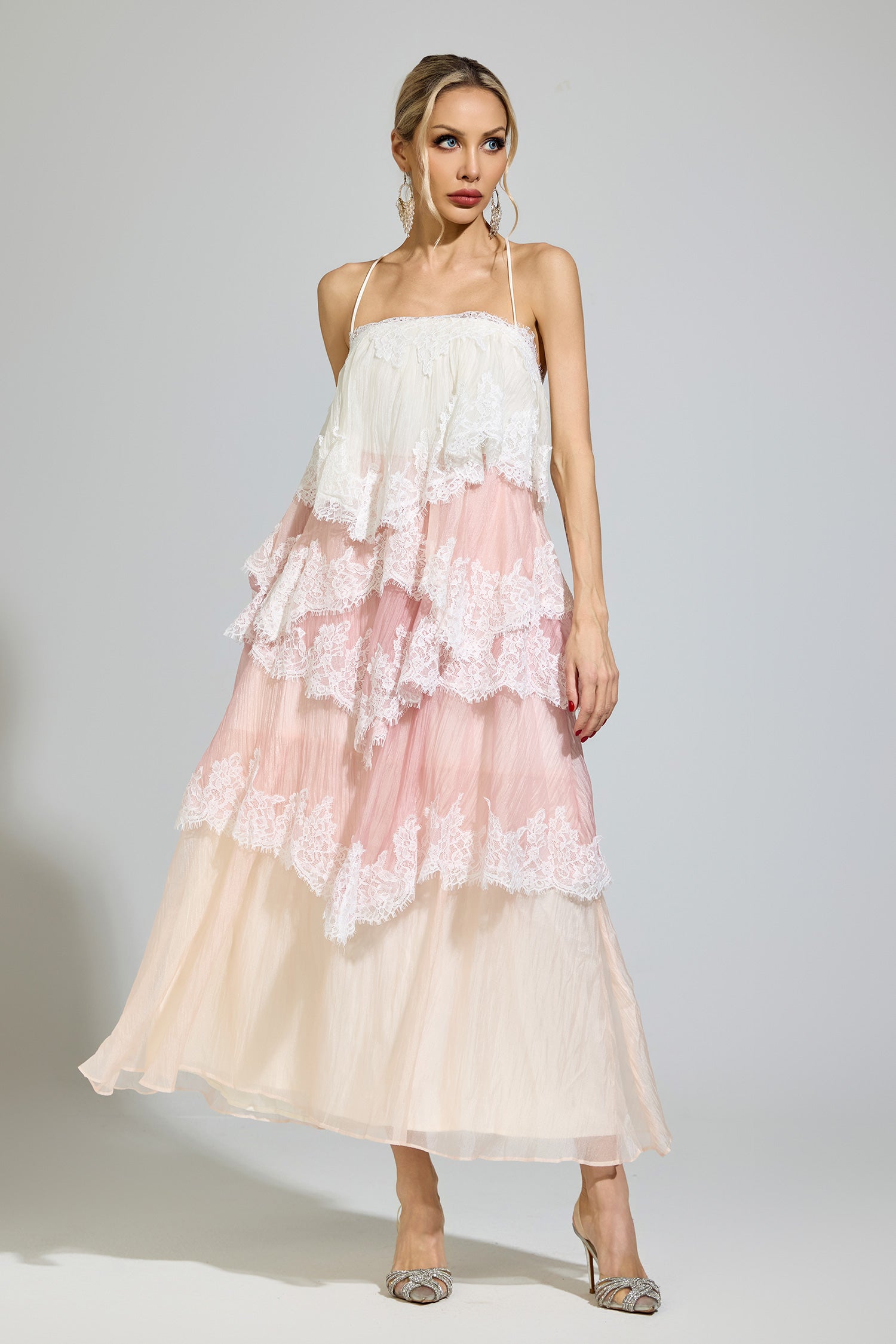 Ravelix Pink Lace Party Dress
