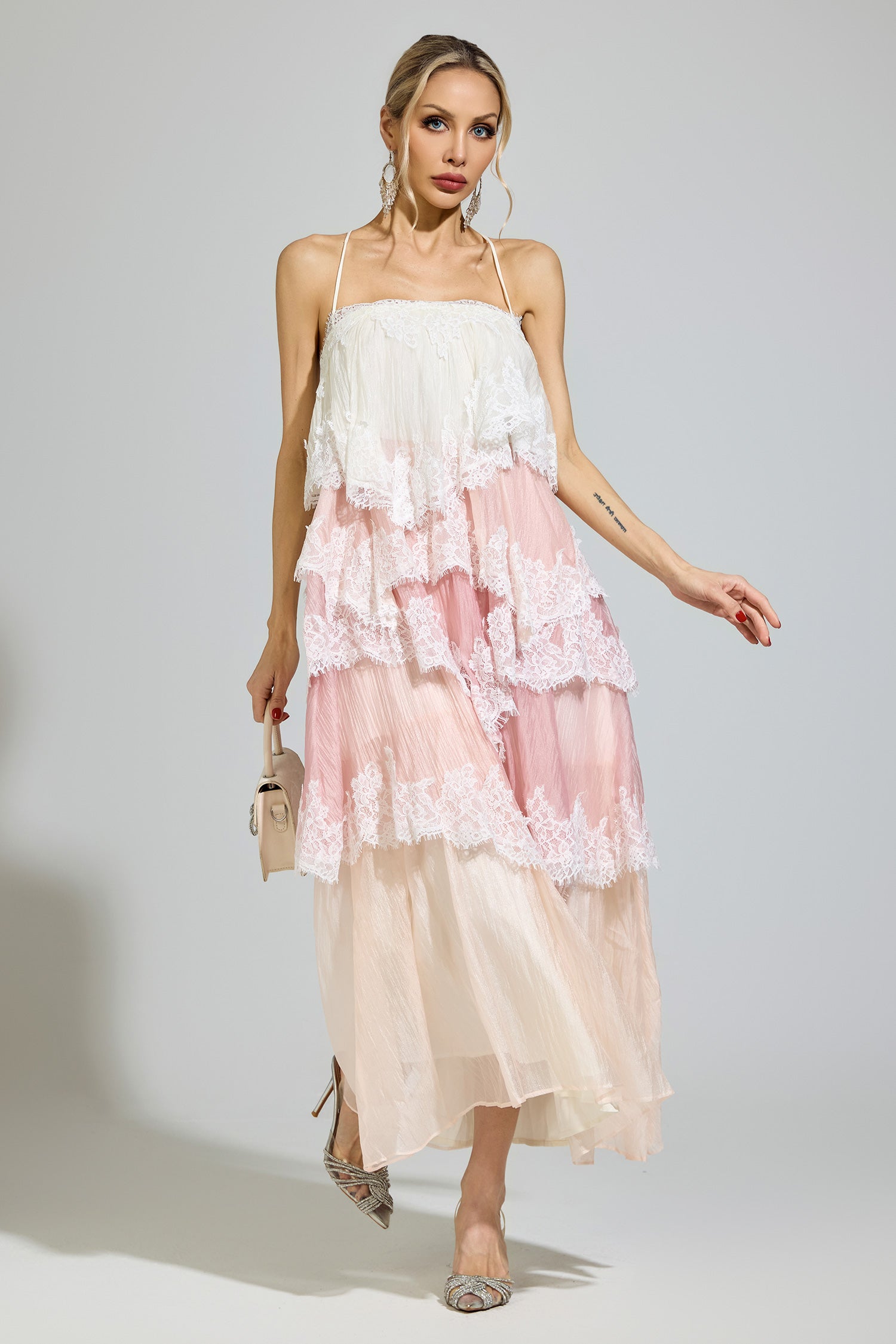 Ravelix Pink Lace Party Dress