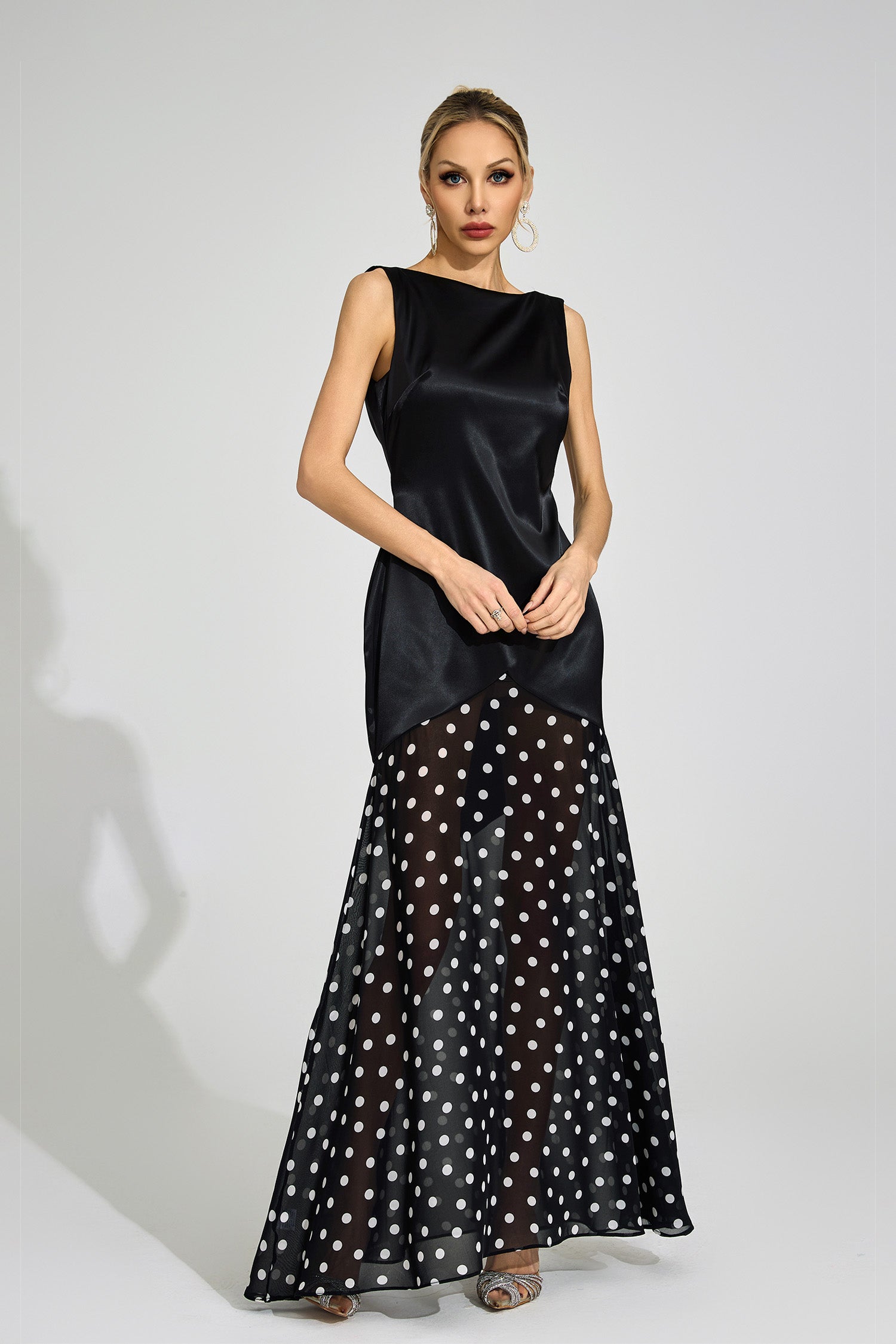 Jondral Black Polka Dot Maxi Dress