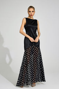 Jondral Black Polka Dot Maxi Dress