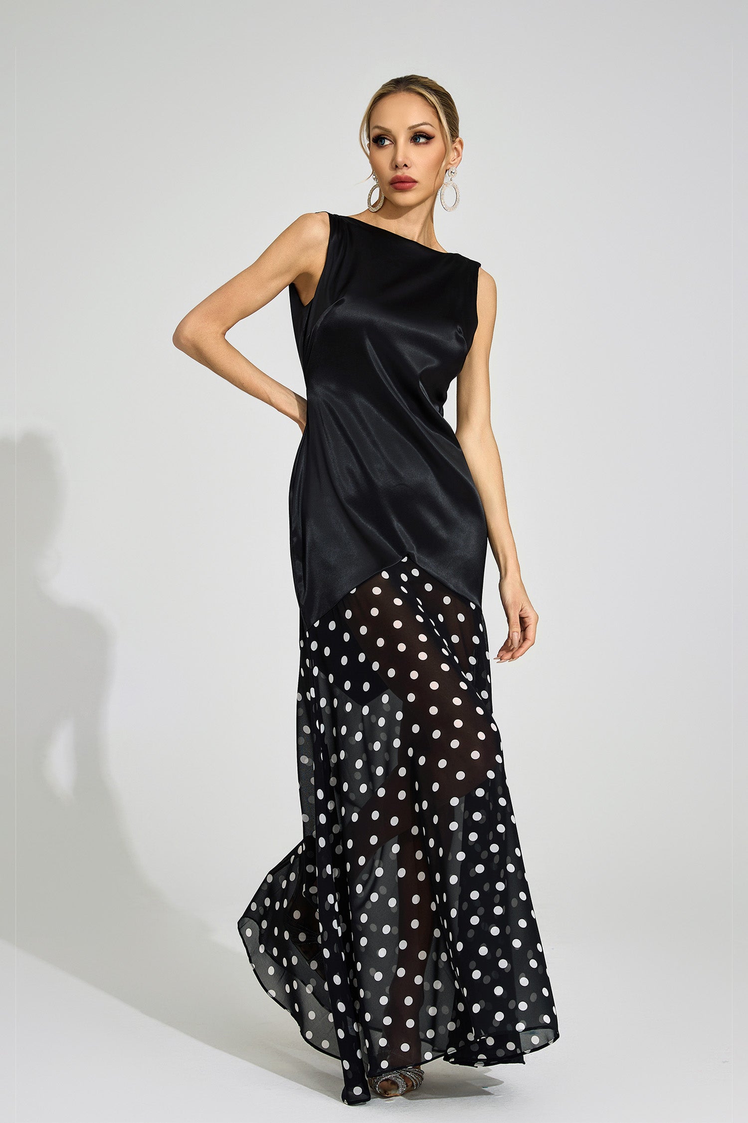 Jondral Black Polka Dot Maxi Dress