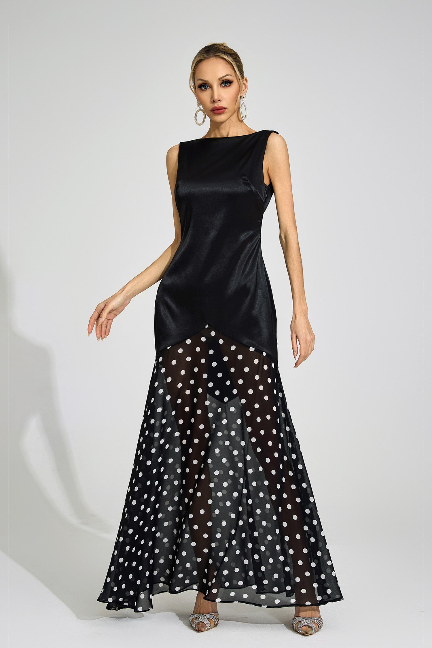 Jondral Black Polka Dot Maxi Dress