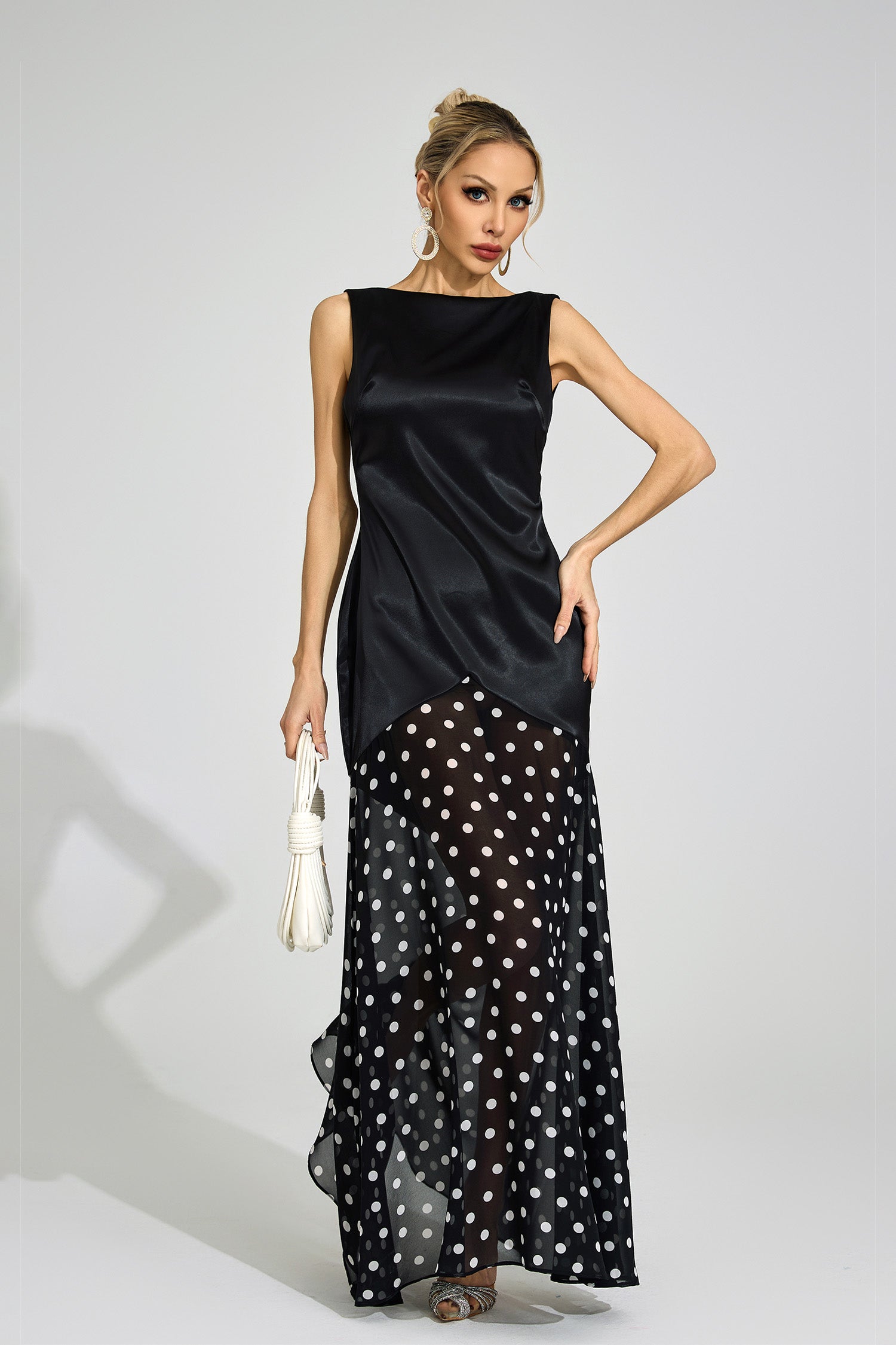 Jondral Black Polka Dot Maxi Dress