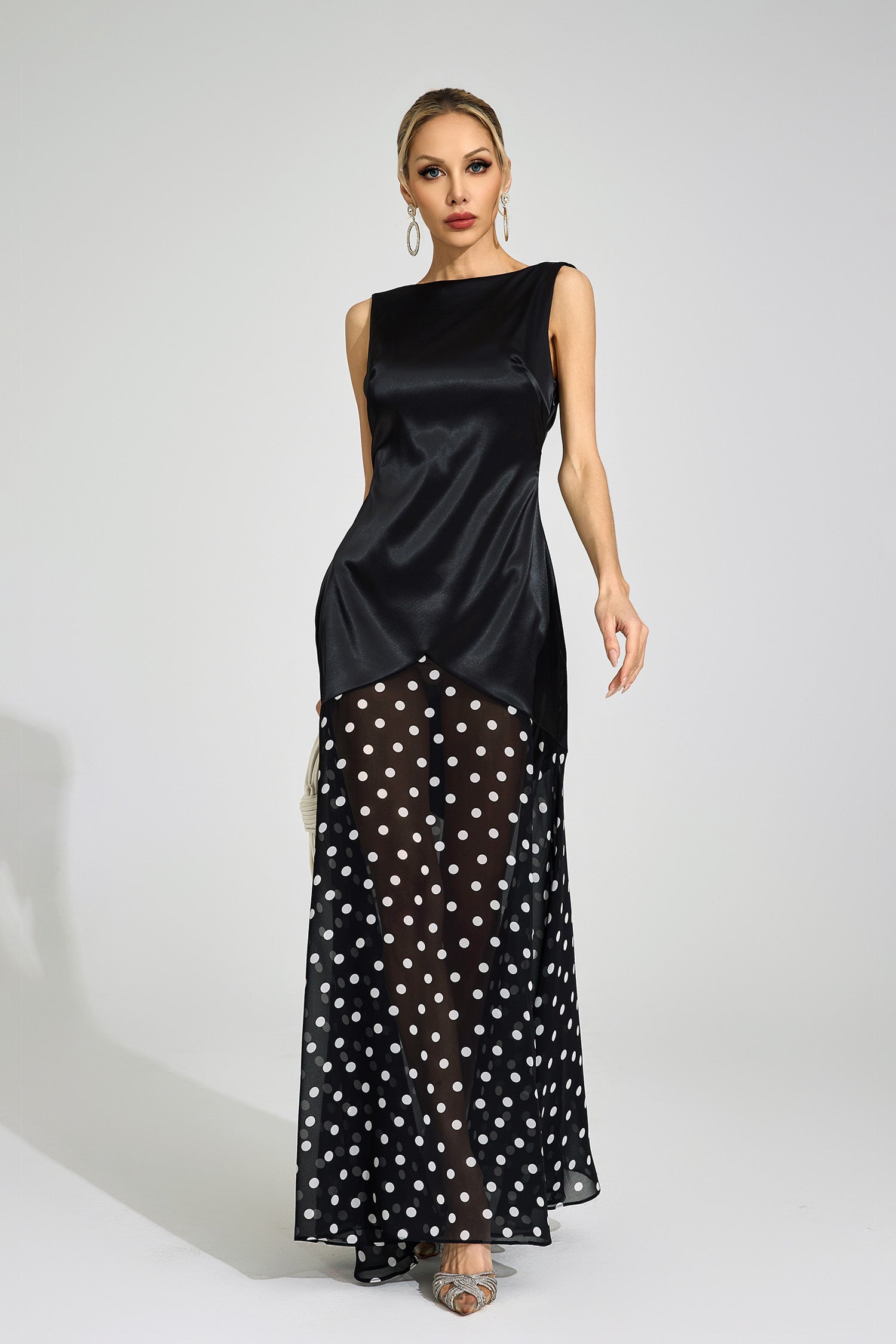 Jondral Black Polka Dot Maxi Dress