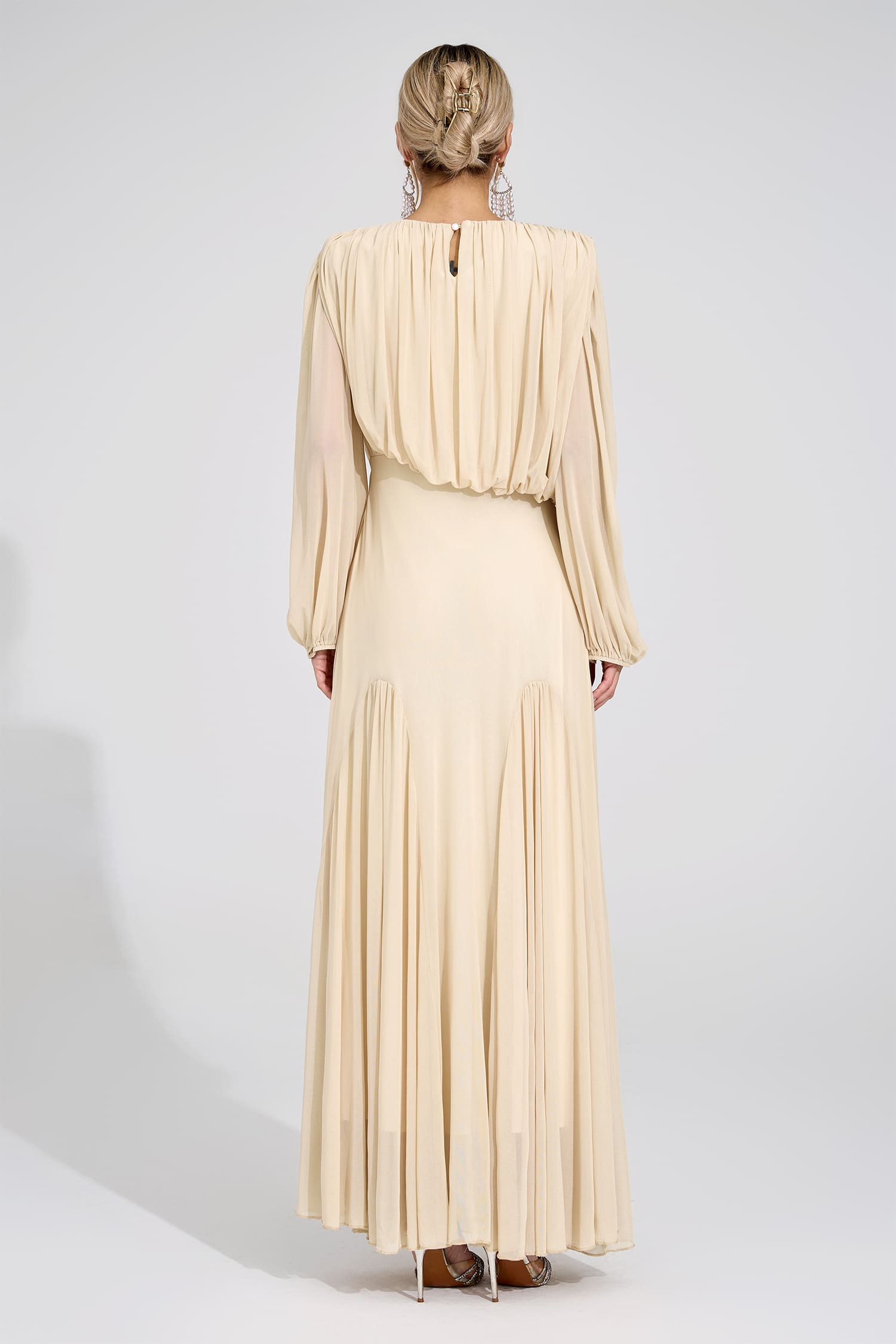 Laxory Yellow Pleated Maxi Dress