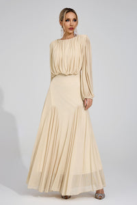 Laxory Yellow Pleated Maxi Dress