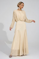 Laxory Yellow Pleated Maxi Dress