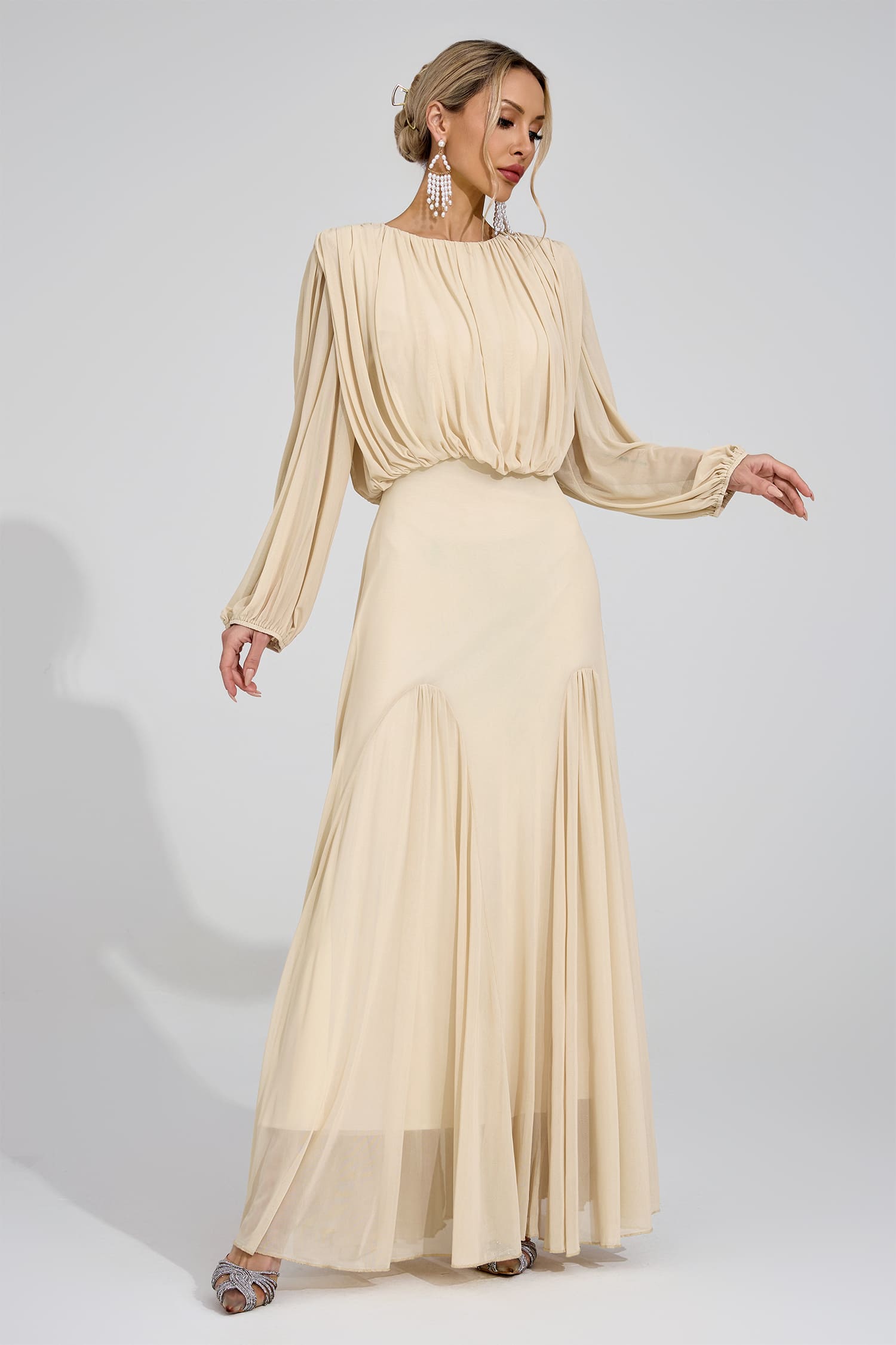 Laxory Yellow Pleated Maxi Dress