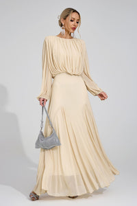 Laxory Yellow Pleated Maxi Dress