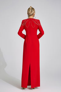 Fendralix Red Diamond Maxi Dress