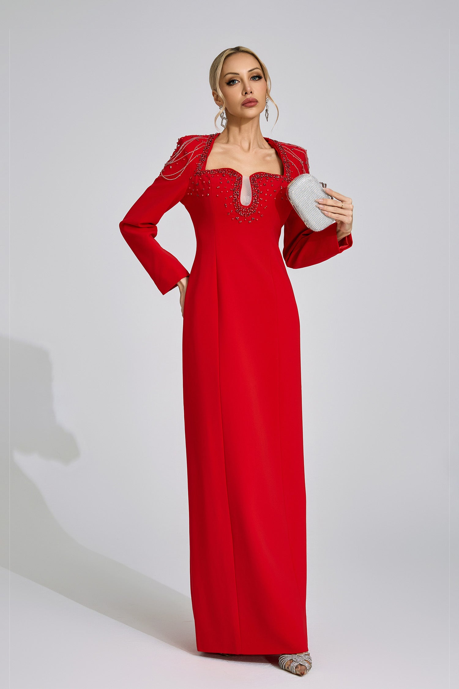 Fendralix Red Diamond Maxi Dress