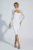 Kawko Lace Sleeve Bandage Dress In White