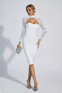 Kawko Lace Sleeve Bandage Dress In White