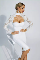 Kawko Lace Sleeve Bandage Dress In White