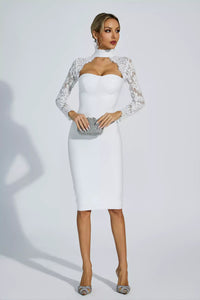 Kawko Lace Sleeve Bandage Dress In White