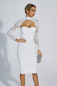 Kawko Lace Sleeve Bandage Dress In White