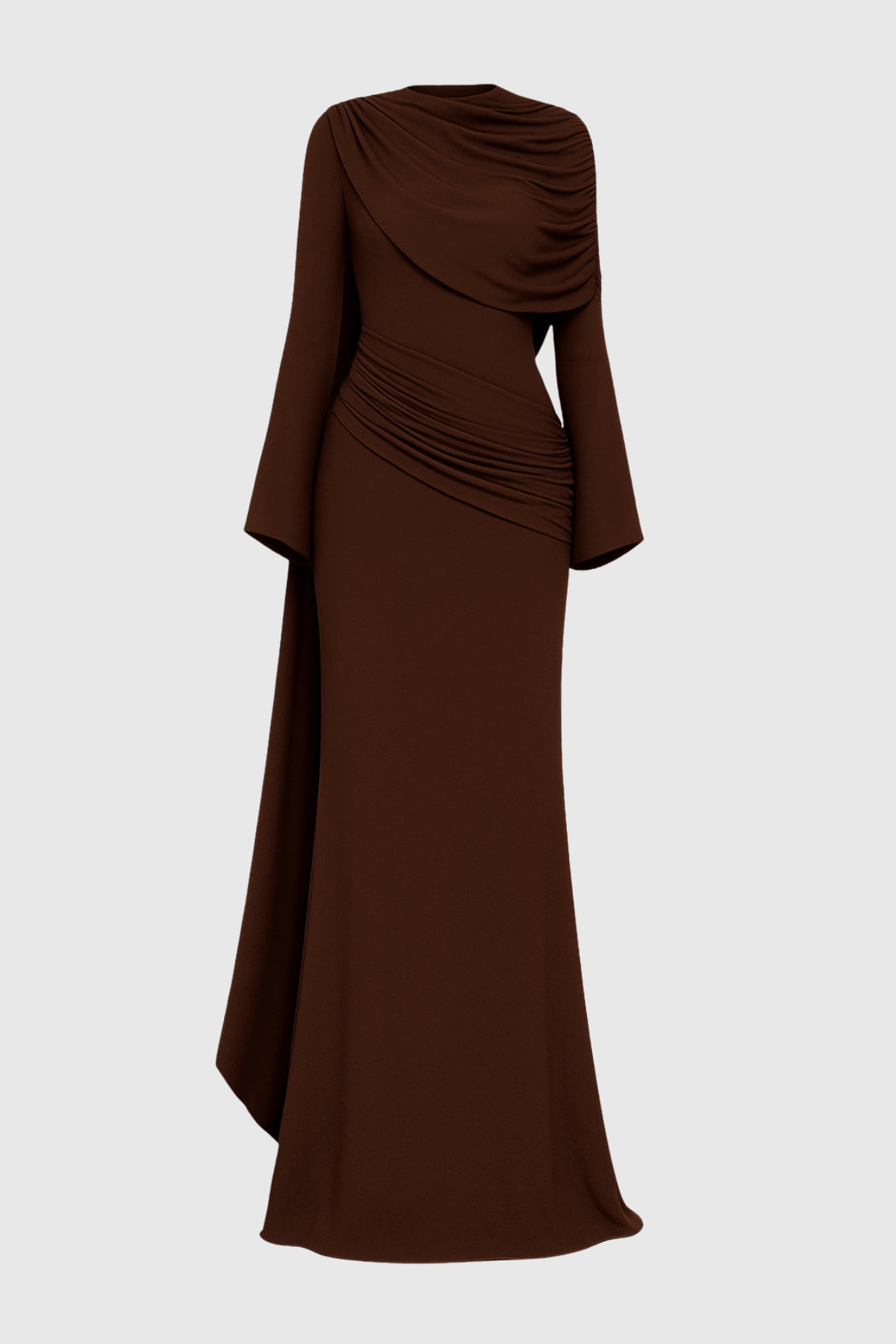 Euleta Shawl Draped Maxi Dress In Brown