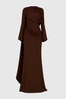 Euleta Shawl Draped Maxi Dress In Brown