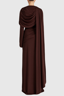 Euleta Shawl Draped Maxi Dress In Brown