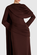 Euleta Shawl Draped Maxi Dress In Brown