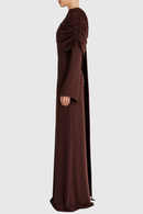 Euleta Shawl Draped Maxi Dress In Brown