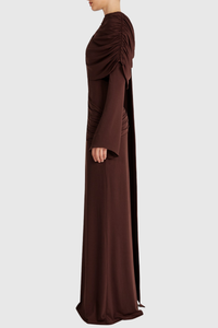 Euleta Shawl Draped Maxi Dress In Brown
