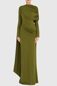 Euleta Shawl Draped Maxi Dress In Green
