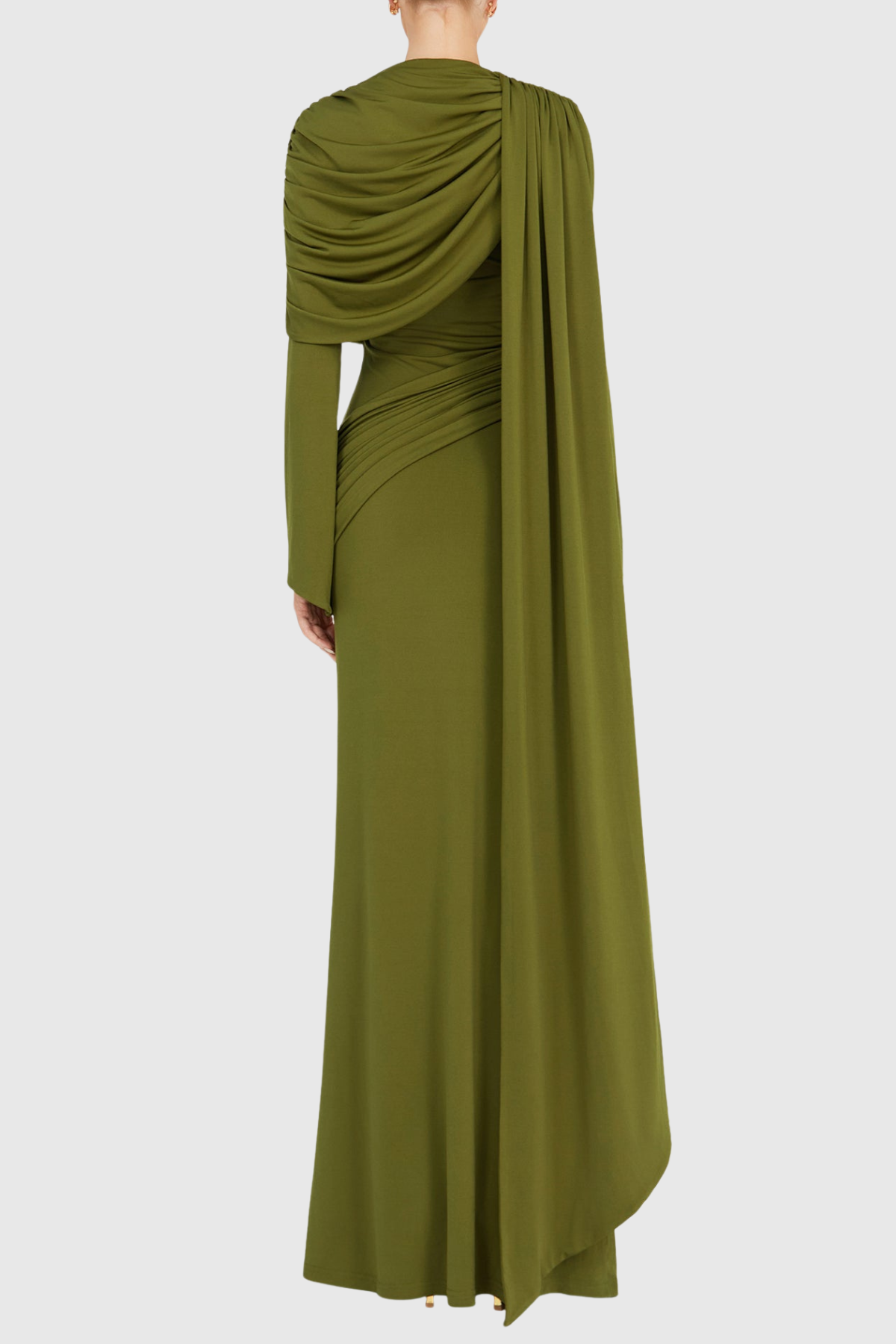 Euleta Shawl Draped Maxi Dress In Green