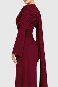 Euleta Shawl Draped Maxi Dress In Wine