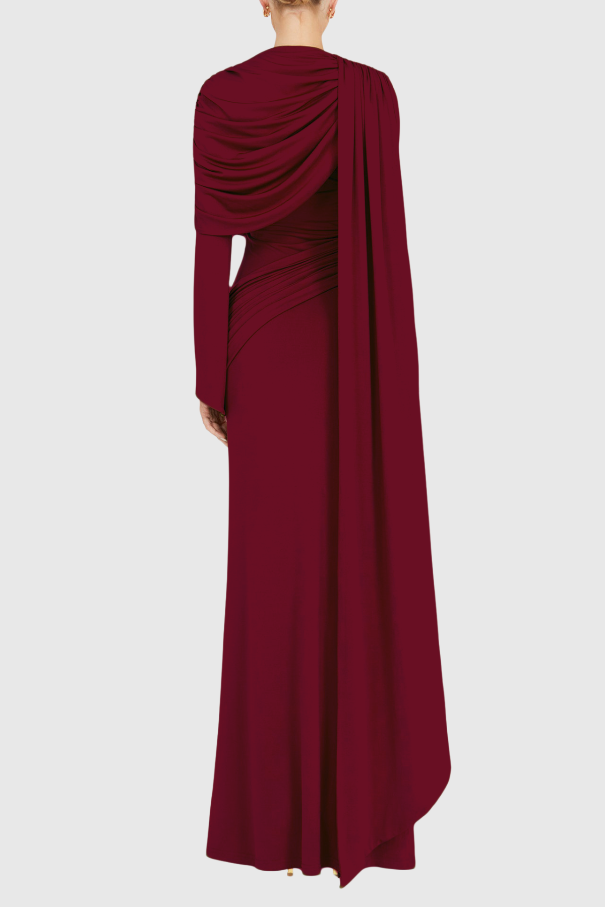 Euleta Shawl Draped Maxi Dress In Wine