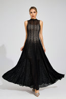 Eryndel Lace Sleeveless Maxi Dress In Black