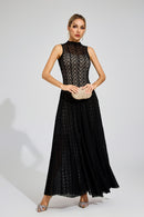 Eryndel Lace Sleeveless Maxi Dress In Black